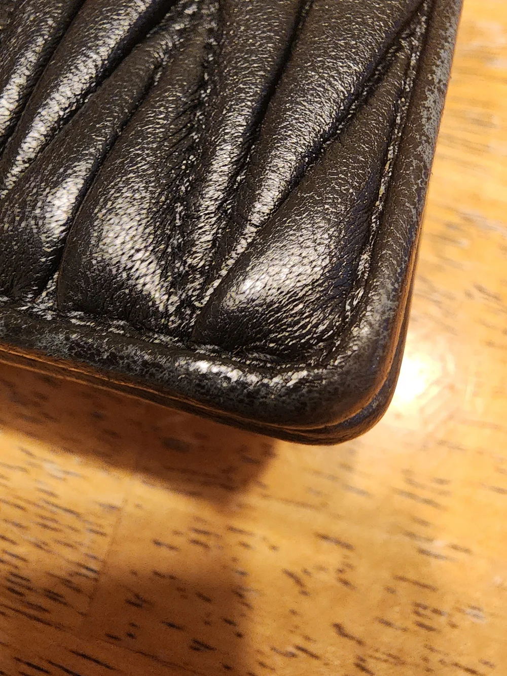 black Miu Miu Small Matelassé Nappa Leather Wallet